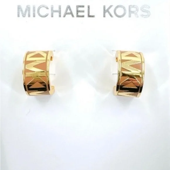 NWT Michael Kors Signature Huggie Earrings - Picture 3 of 9